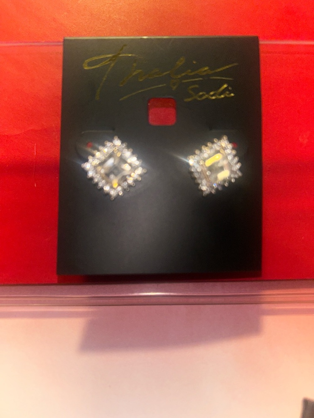 Thalia Sodi Clear Crystal Square Halo Stud Earrings